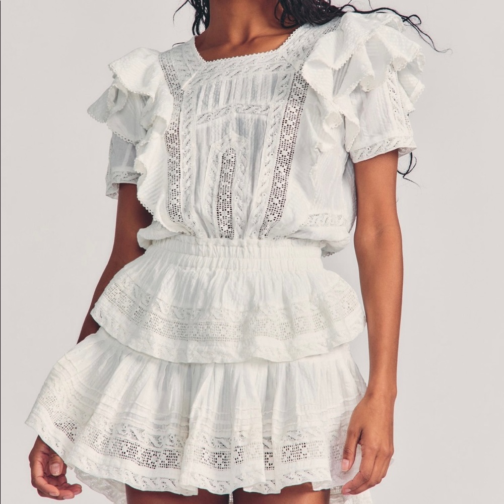 NEW! LoveShackFancy Stella Dress, White, M